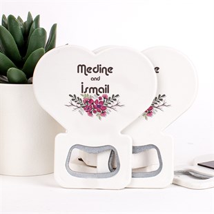 Magnetler-Pembe Çiçek Kalp Magnet